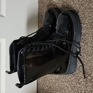 Shiny black boots